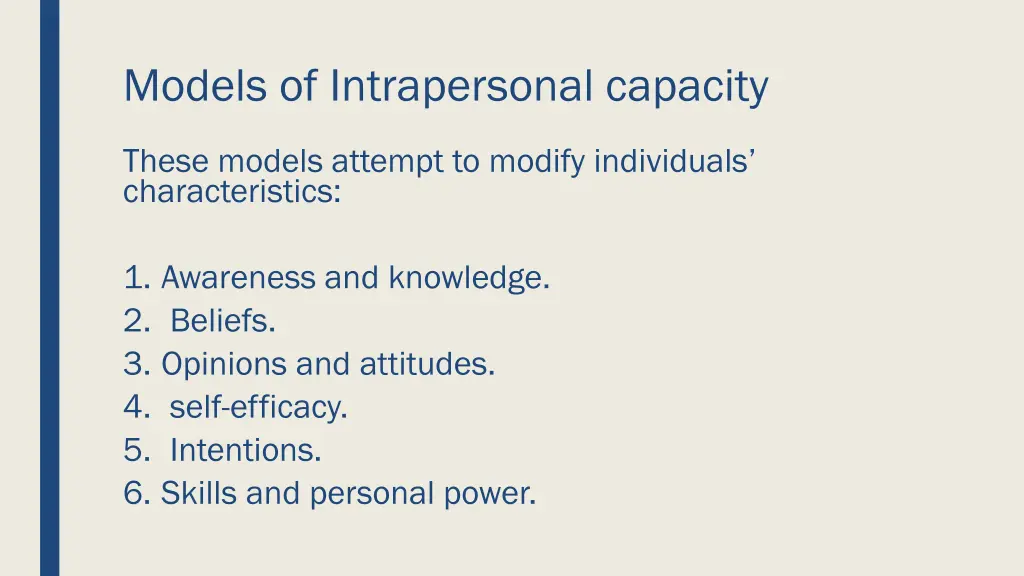 models of intrapersonal capacity