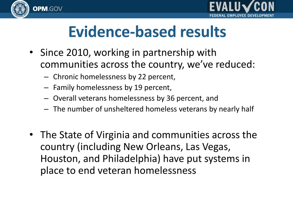 evidence based results since 2010 working