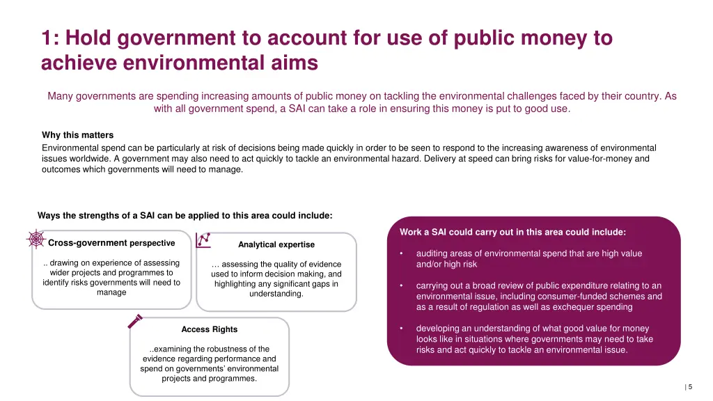 1 hold government to account for use of public