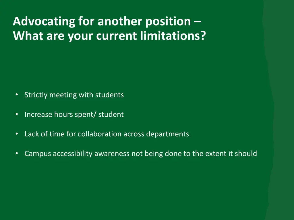 advocating for another position what are your