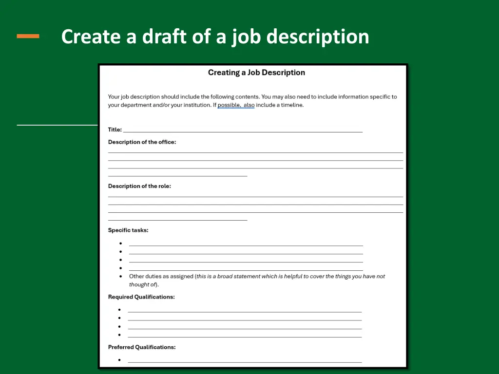 create a draft of a job description