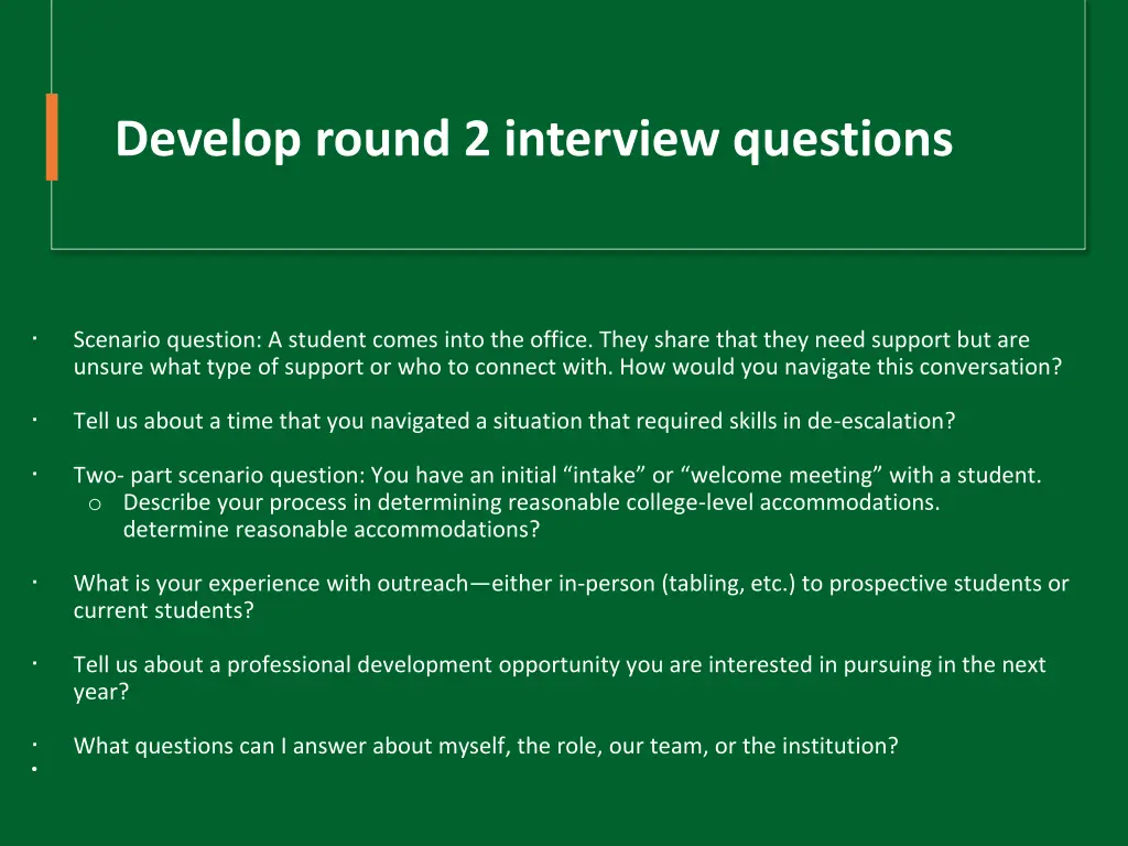 develop round 2 interview questions