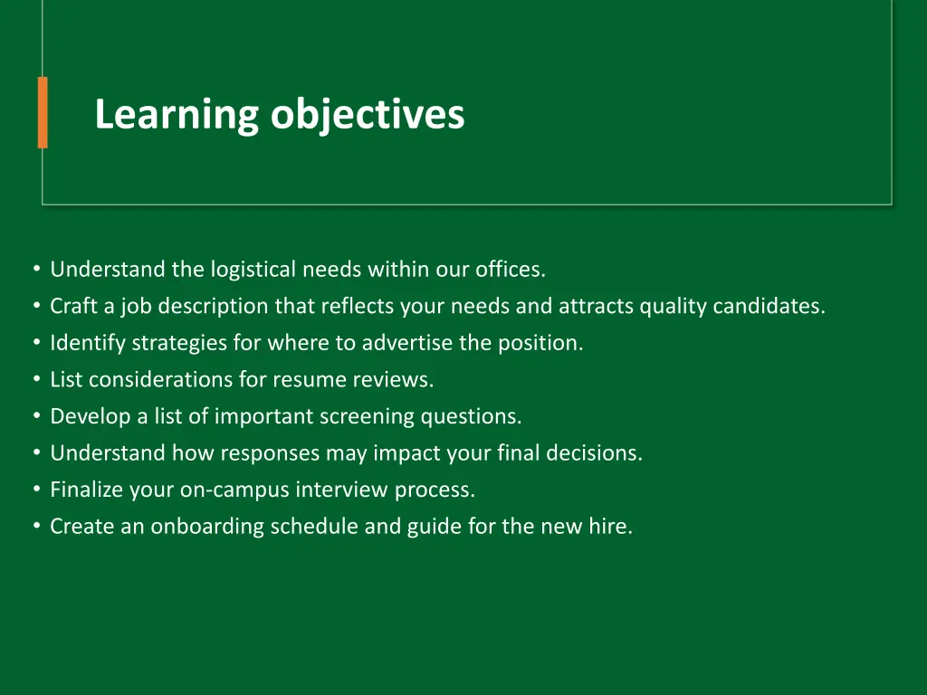 learning objectives