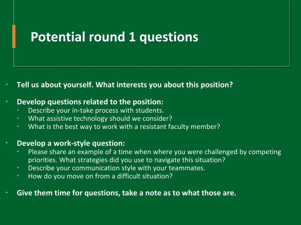 potential round 1 questions