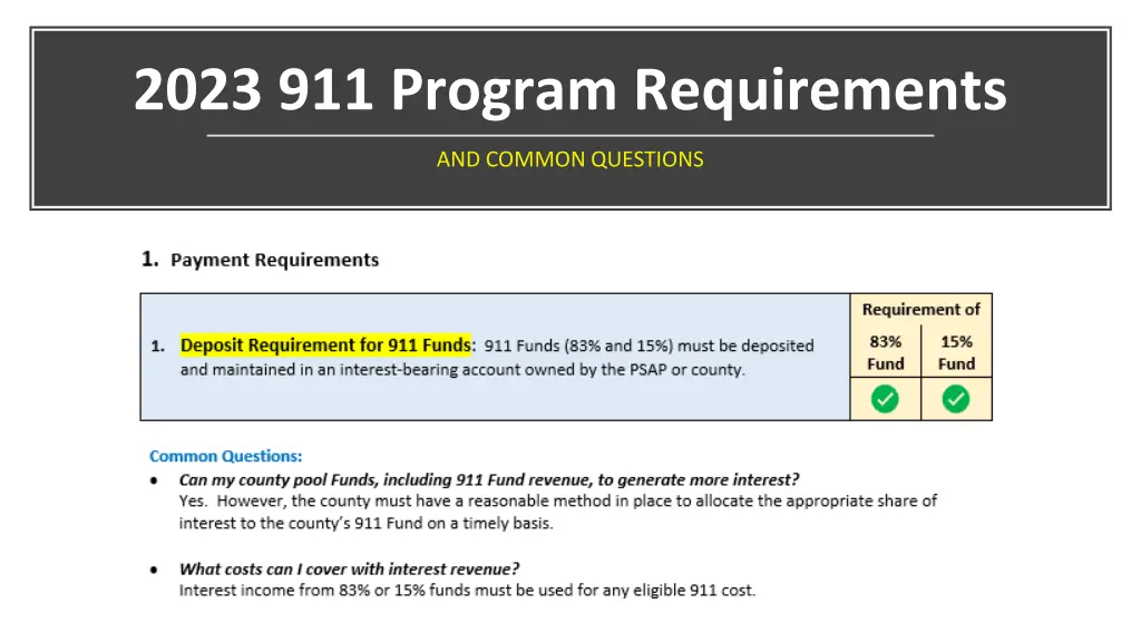 2023 911 program requirements