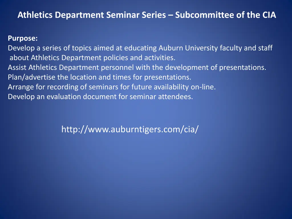 athletics department seminar series subcommittee