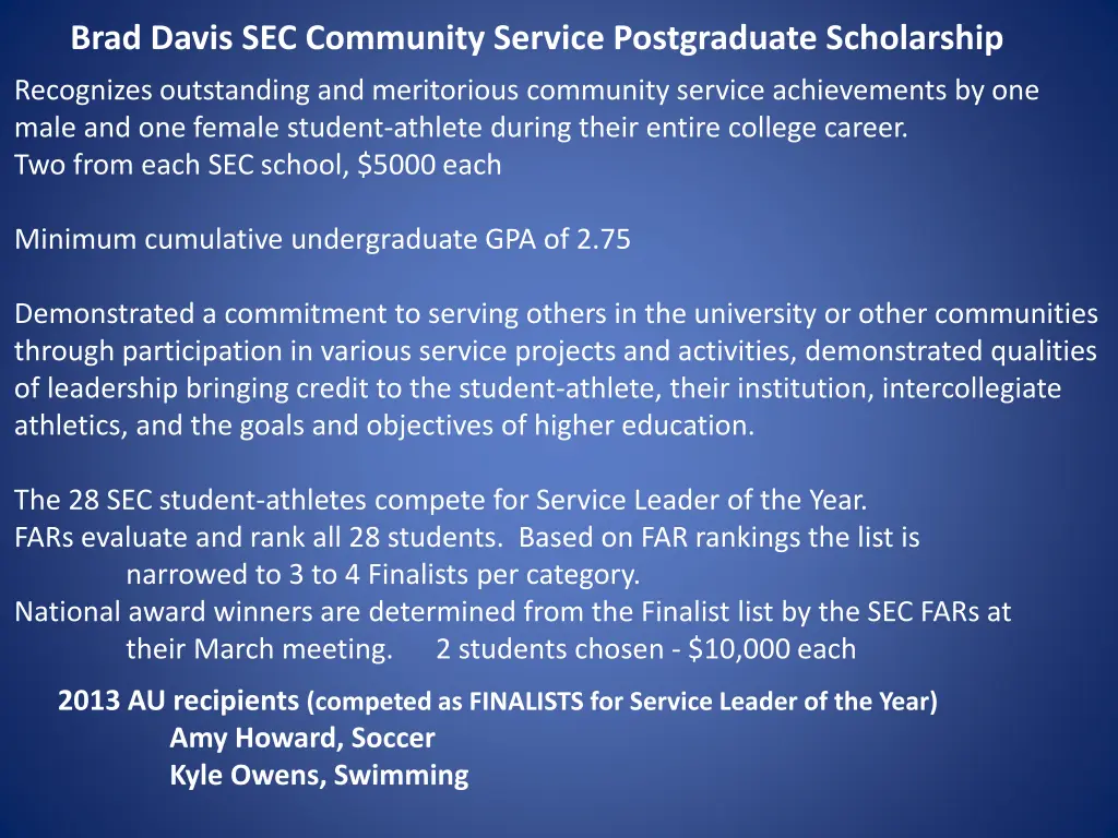 brad davis sec community service postgraduate