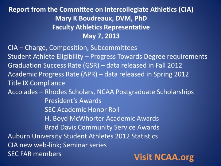 report from the committee on intercollegiate