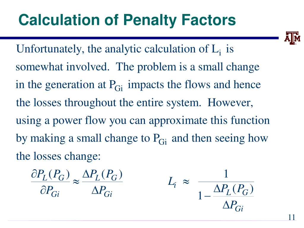 calculation of penalty factors