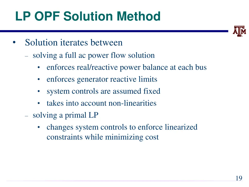 lp opf solution method