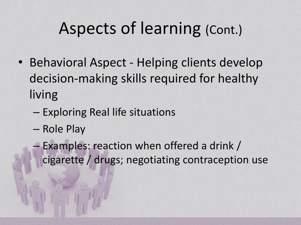 aspects of learning cont 1