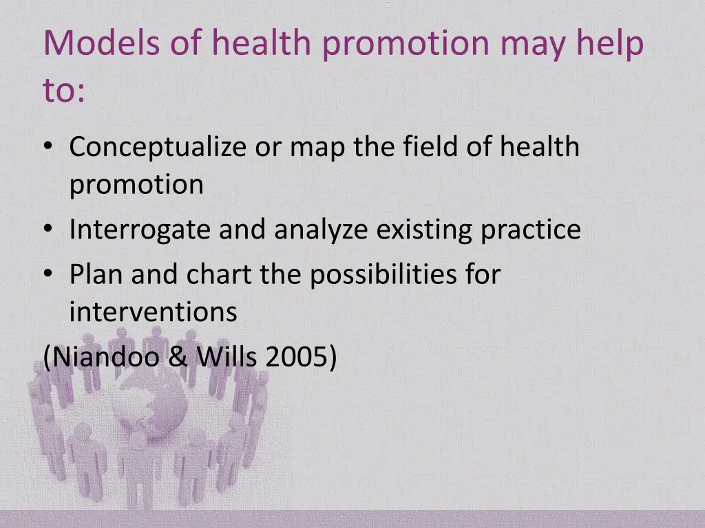 models of health promotion may help to