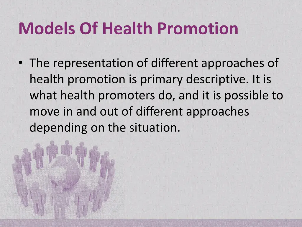 models of health promotion