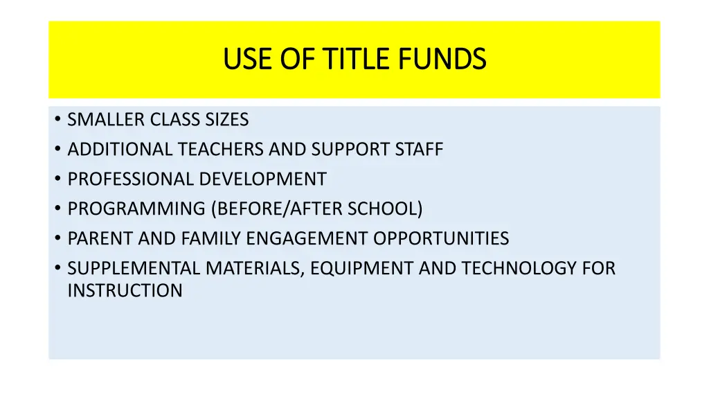 use of title funds use of title funds