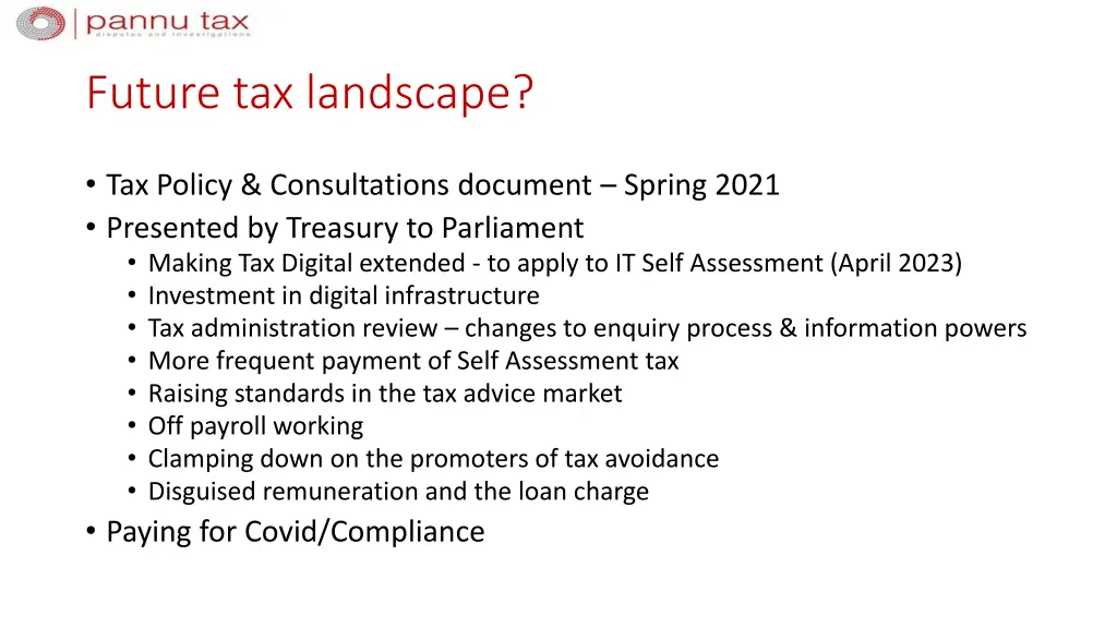 future tax landscape