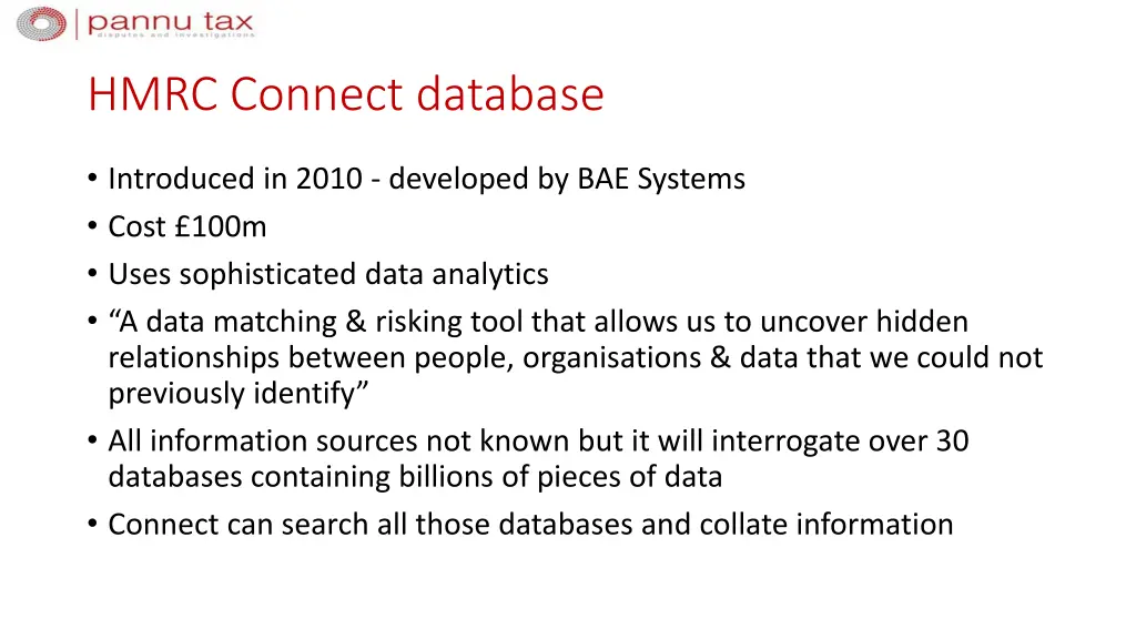 hmrc connect database