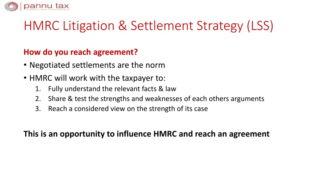 hmrc litigation settlement strategy lss 1