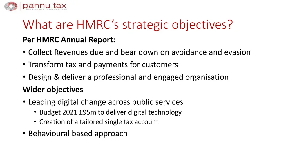 what are hmrc s strategic objectives per hmrc