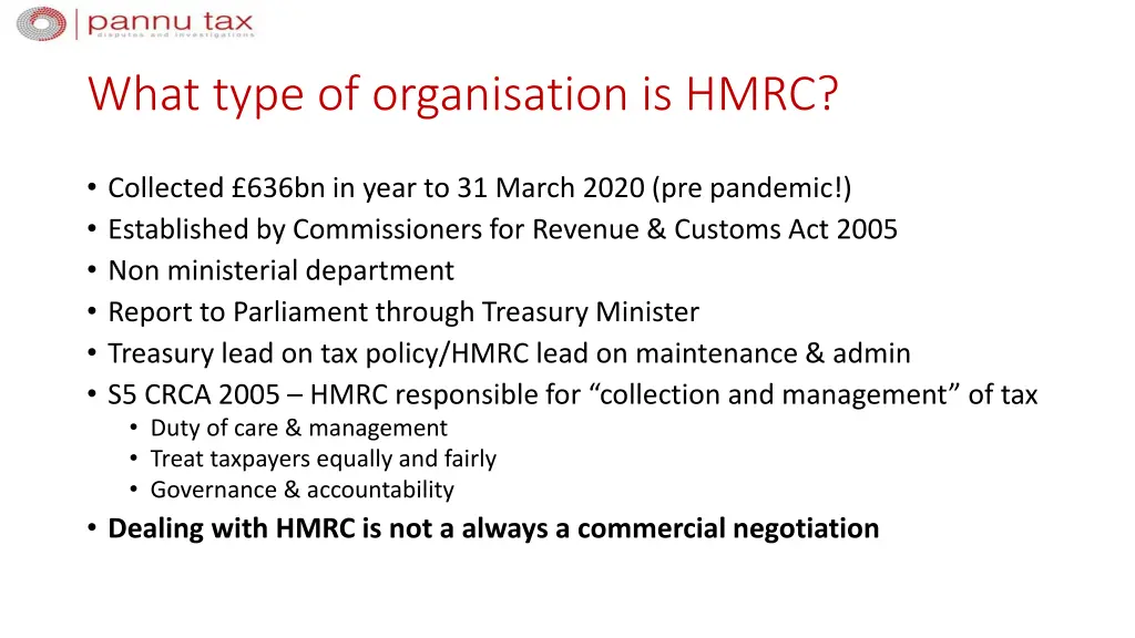 what type of organisation is hmrc