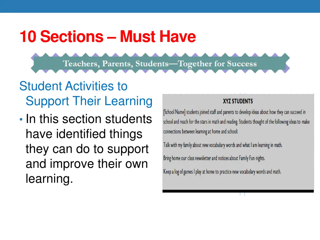 10 sections must have 10