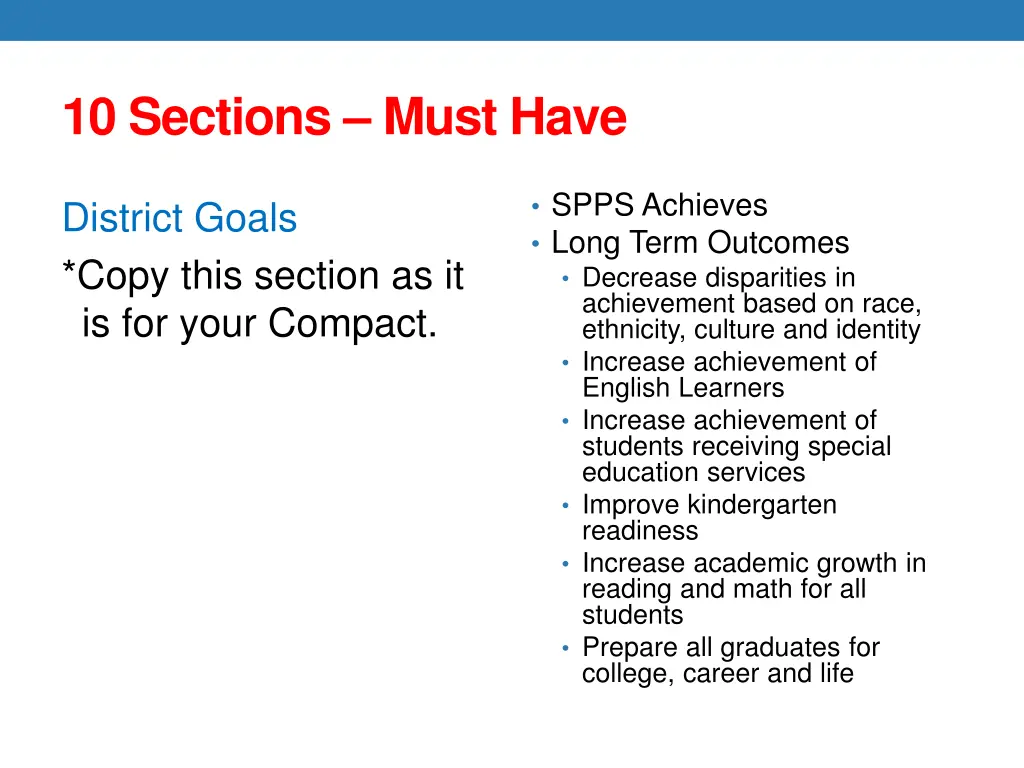 10 sections must have 6