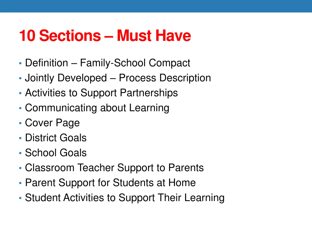 10 sections must have