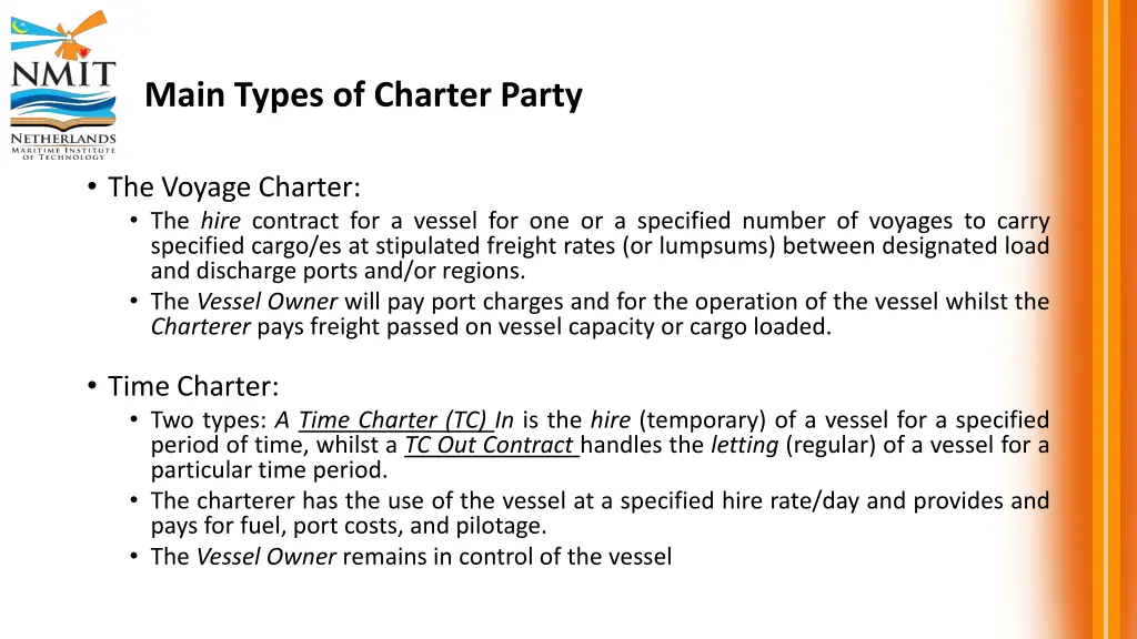 main types of charter party