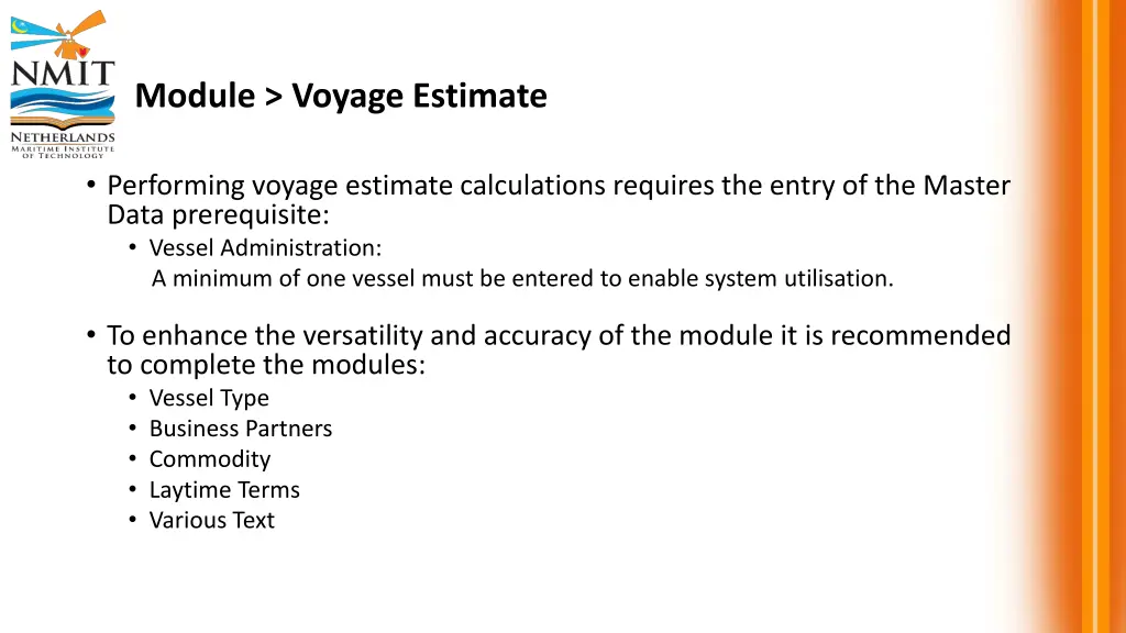 module voyage estimate 1