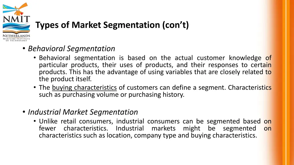 types of market segmentation con t
