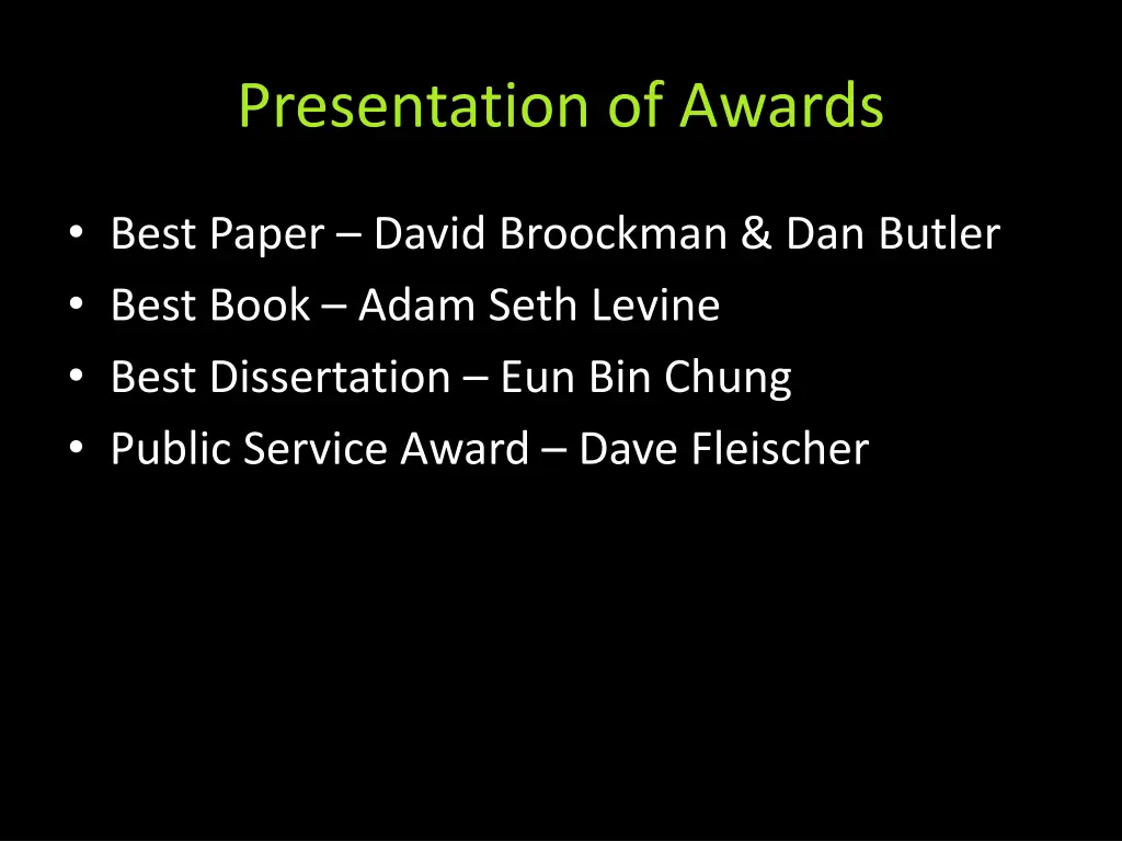 presentation of awards
