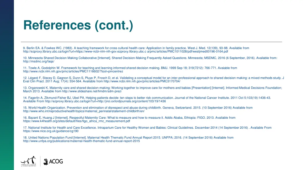 references cont