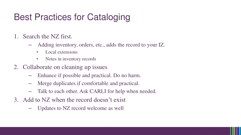 best practices for cataloging