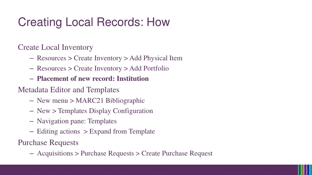 creating local records how