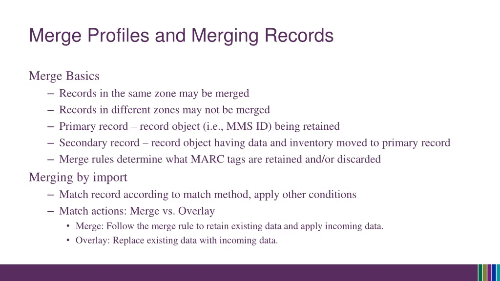 merge profiles and merging records