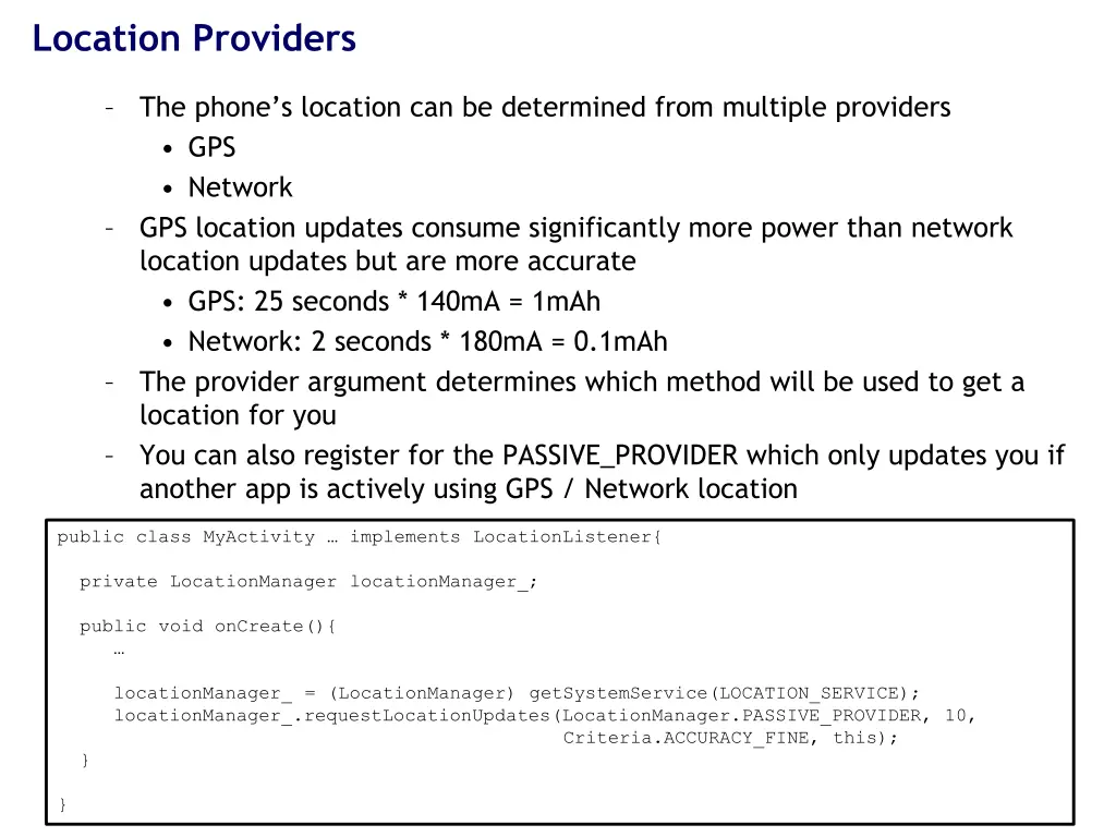 location providers