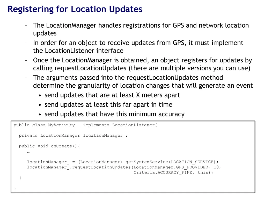 registering for location updates