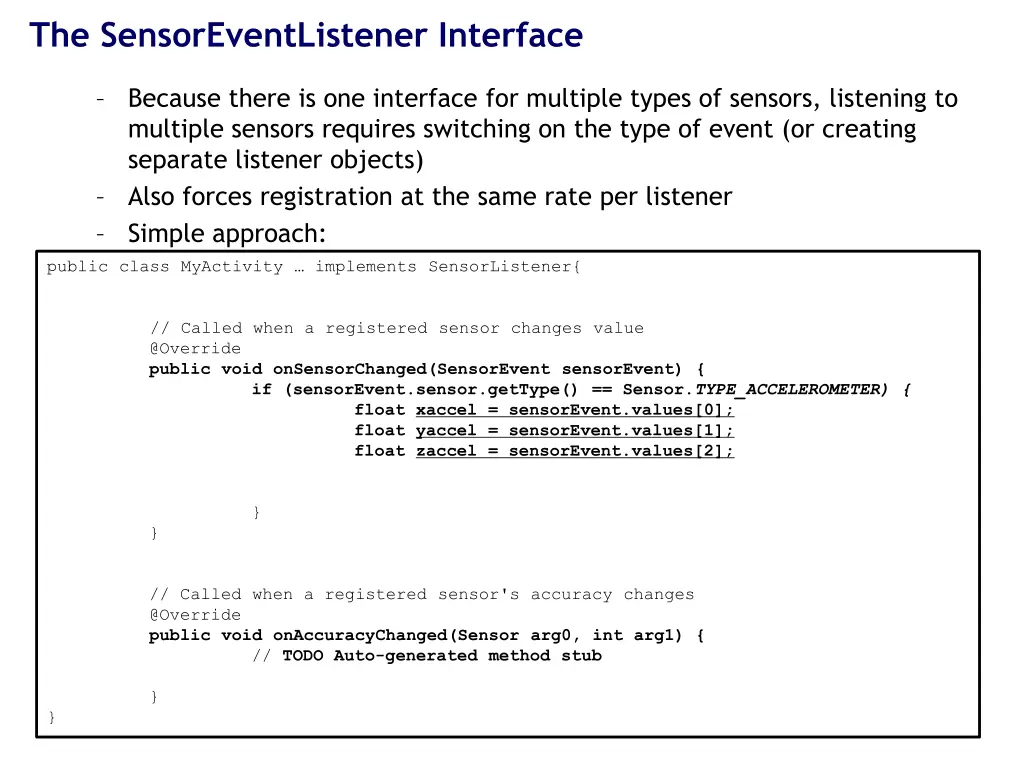 the sensoreventlistener interface