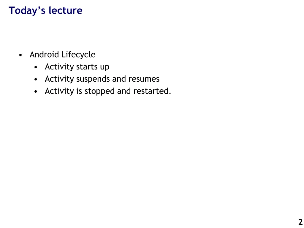 today s lecture