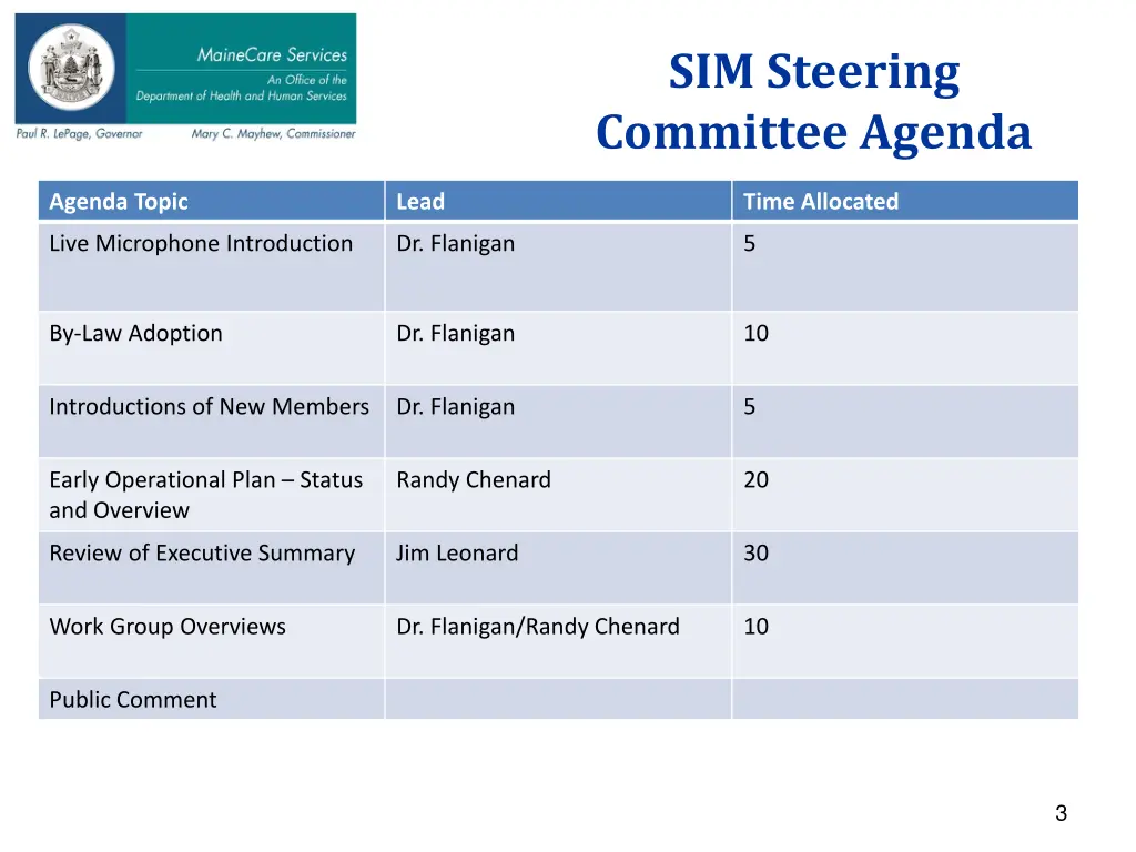 sim steering committee agenda