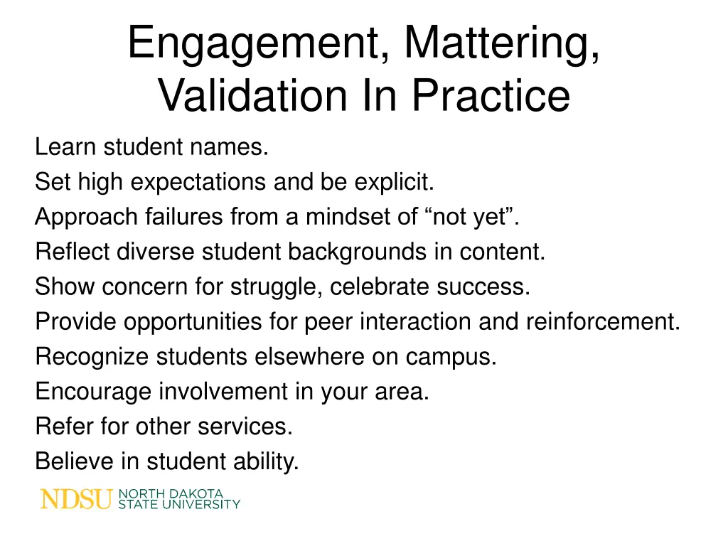 engagement mattering validation in practice learn