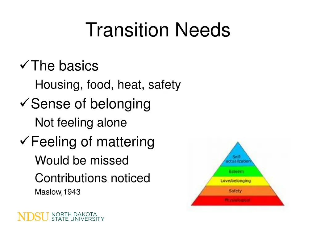 transition needs