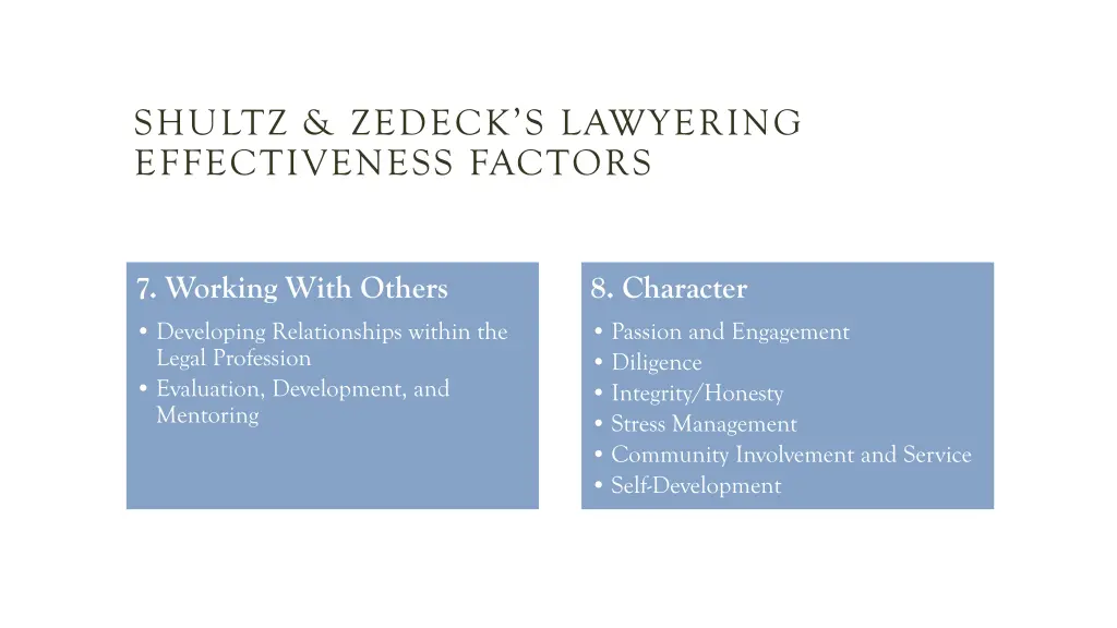 shultz zedeck s lawyering effectiveness factors 3