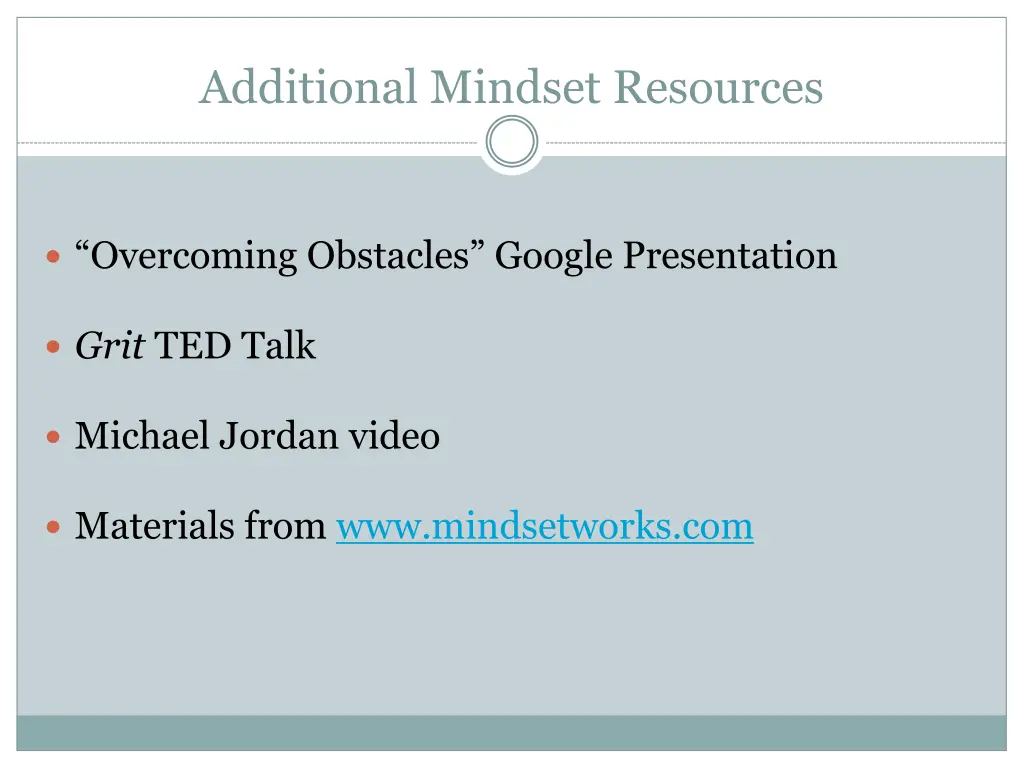 additional mindset resources