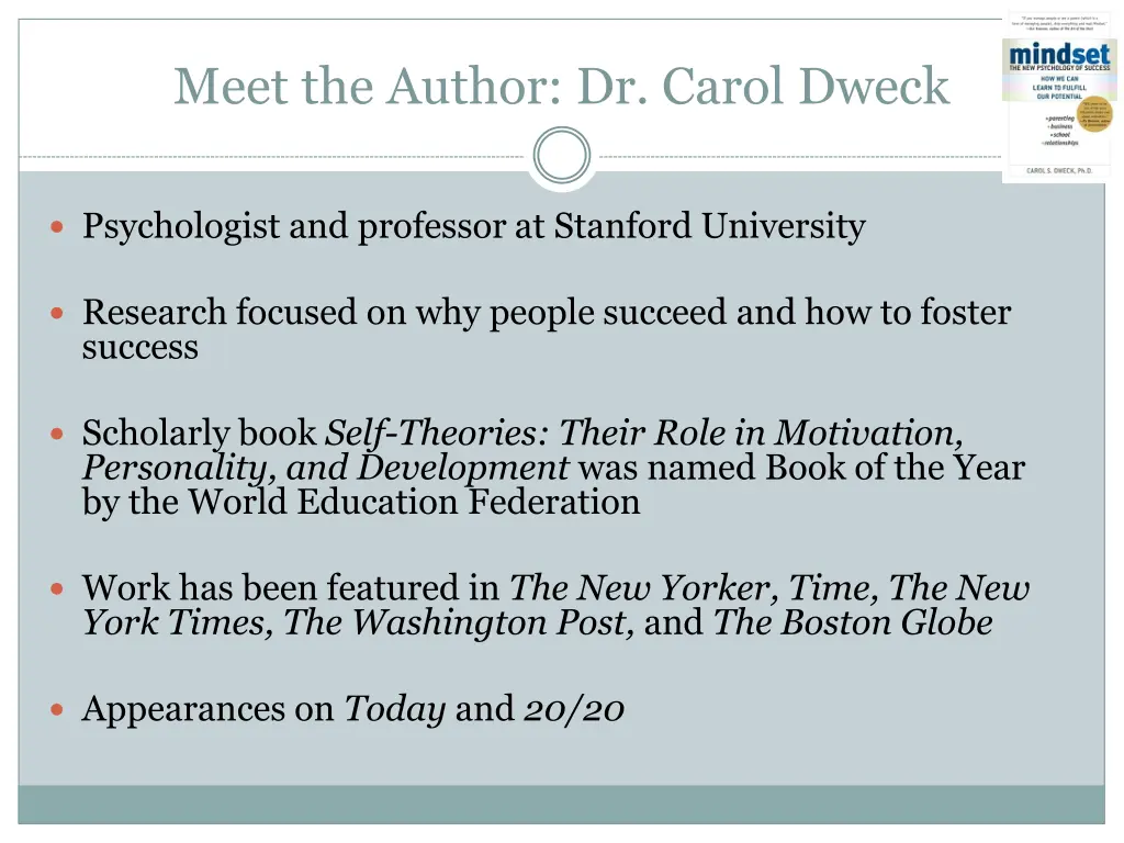 meet the author dr carol dweck