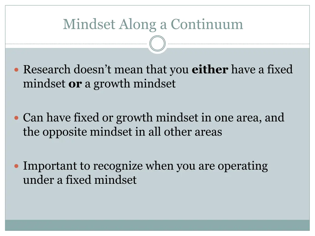mindset along a continuum