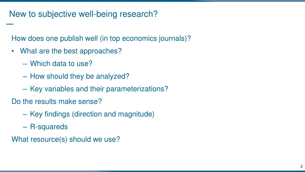 new to subjective well being research