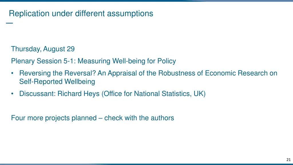 replication under different assumptions