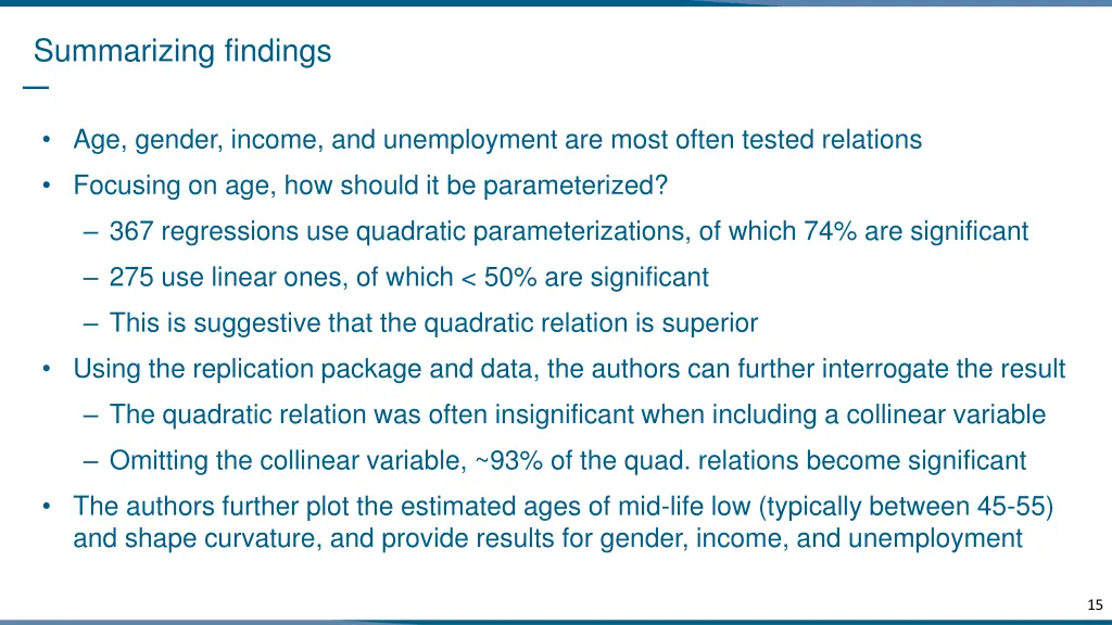 summarizing findings