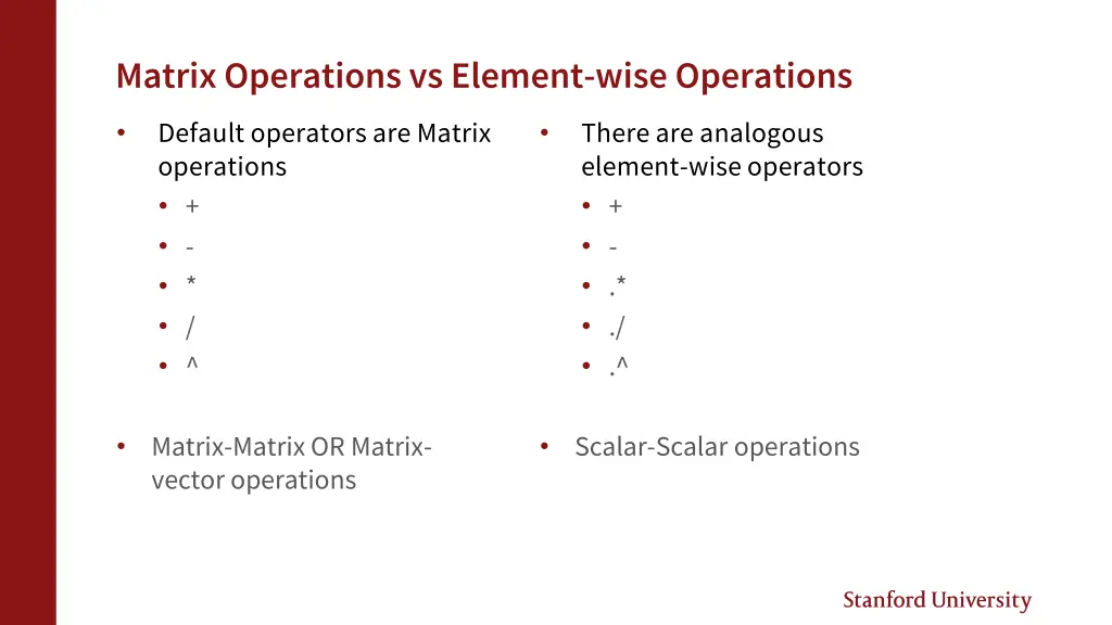 matrix operations vselement wise operations