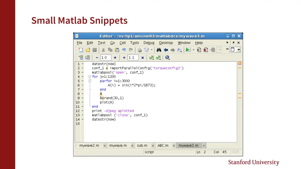 small matlab snippets